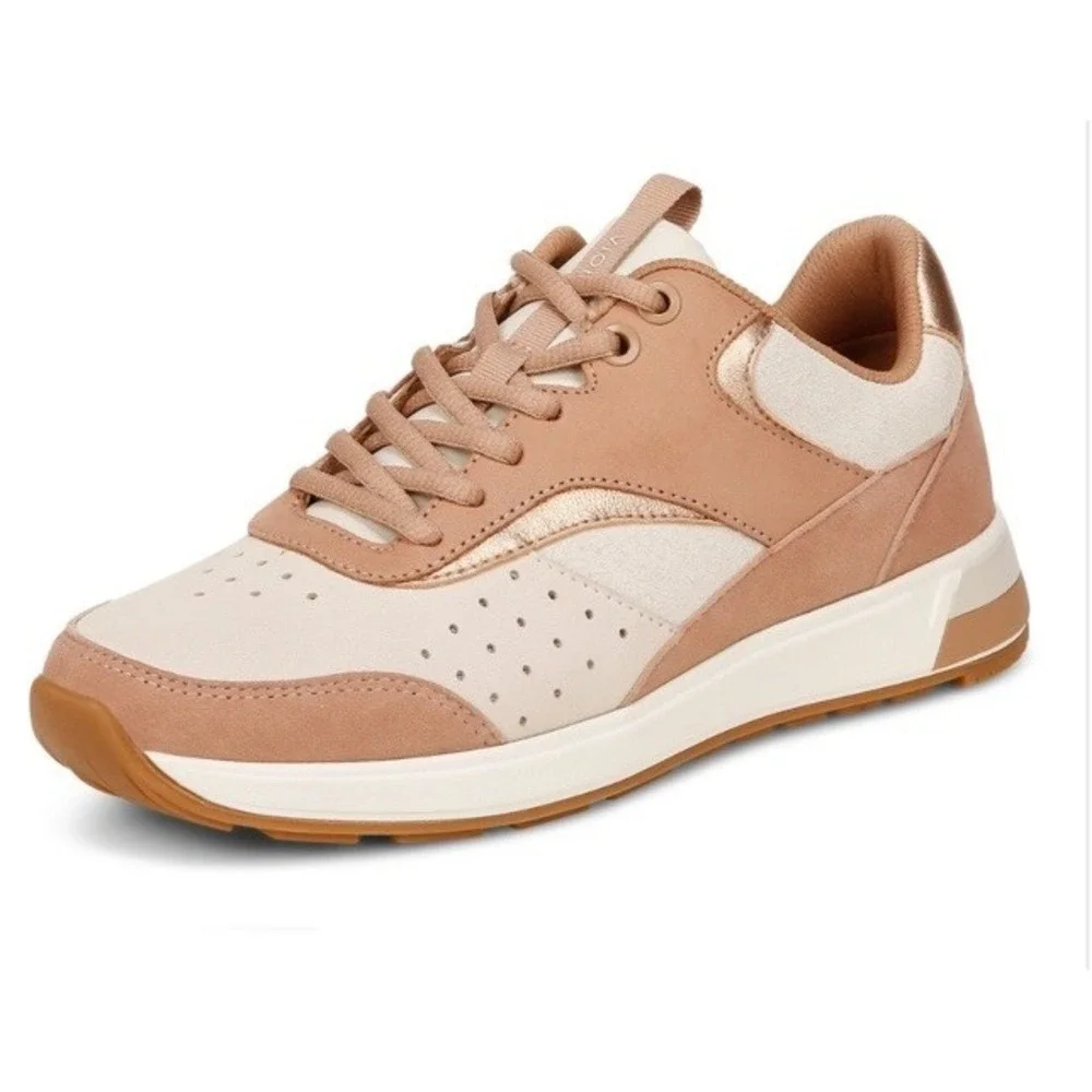 Vionic Sneaker Nova Womens 6.5 Macaroon‎ Brown Cream  Suede New